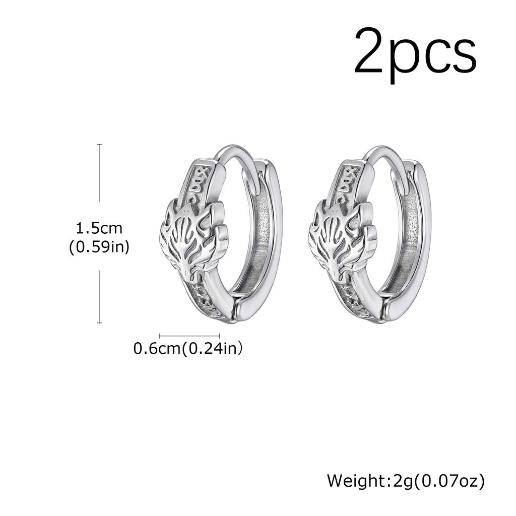 Vintage Viking Rune Hoop Earrings for Men Gothic Norse Viking Tiger Head Earrings Stainless Steel Nordic Amulet Jewelry Gifts