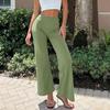 Women Casual Trousers High Waist Elastic Wide Leg Pants Solid Color Lounge Work Travel Daily Wear