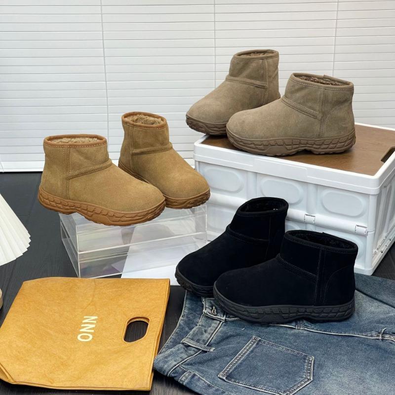 Ju Jingyi Leather Thick-soled Fashion Snow Boots Women's New Winter Non-slip Warm Big Head Short Boots