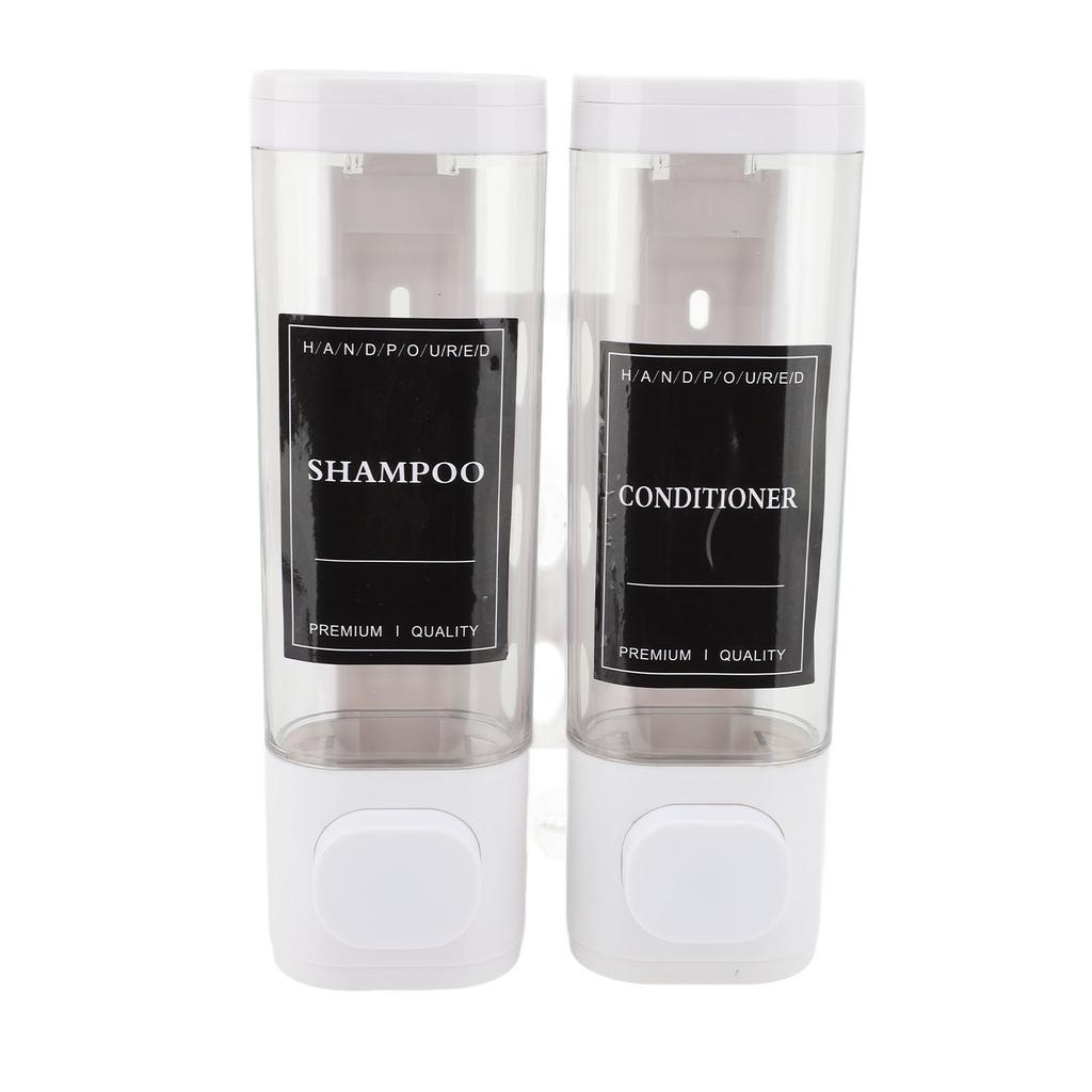 Press Pump Soap Dispenser Wall Mounted 300ml ABS Dual Head Transparent View Shampoo Dispenser