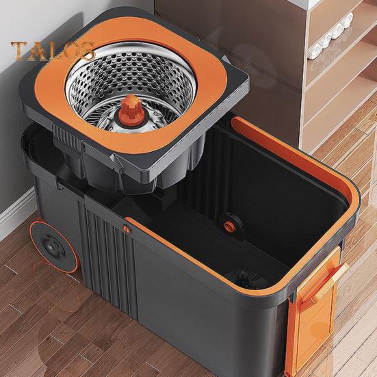 Spin Mop Set with 6 Reusable Mop Heads Microfiber Mop Heads 360 Degree Rotation Stainless Steel Handle Floor Cleaning System