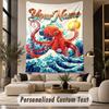 Ocean Mermaid (153) Theme Personalized Tapestry Custom Name Text Wall Hanging Tapestry Home Background Decoration