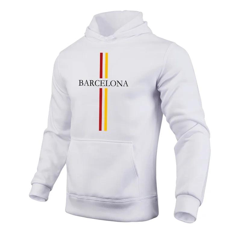 Barcelona Módne pánske mikiny s kapucňou Celoročné Denné Bežné Športové Mikiny s kapucňou 2025 Mestský Trend Pulóver Pánske Oblečenie Posilňovňa Vrchný diel