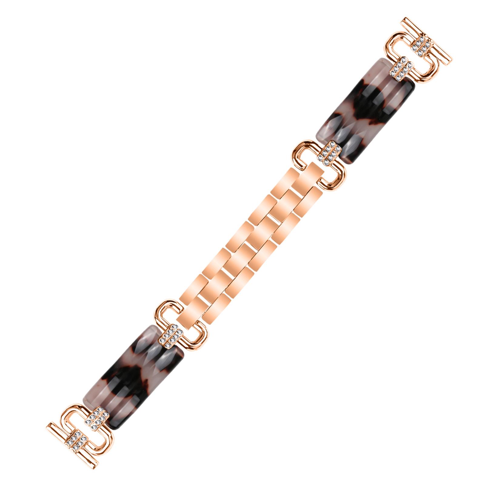 

For Garmin Vivomove HR/Vivomove Rhinestone Decor Resin Strap Replacement Bracelet Watch Band Rose Gold/Brown Pink
