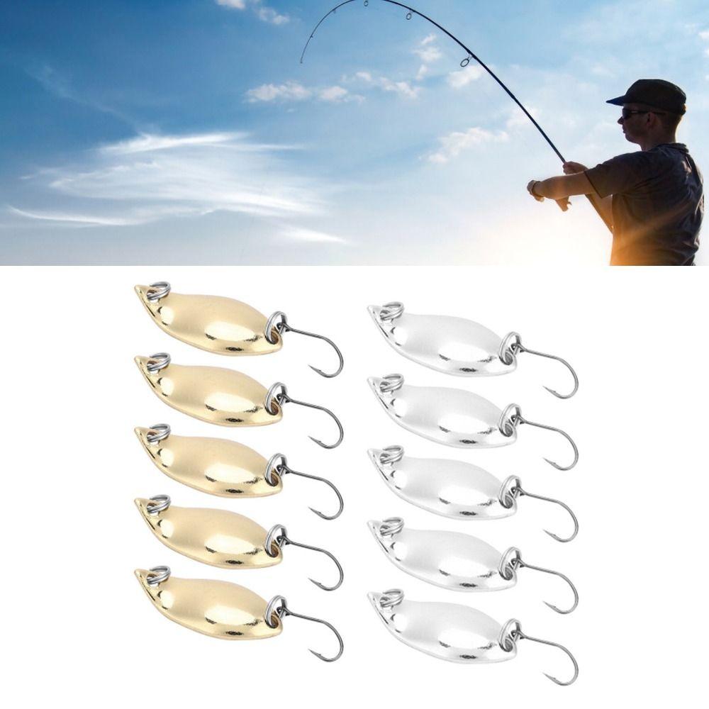 20 PIEZAS Cucharas de Pesca Metálicas Duraderas Anzuelo Simple 2.5g 5g Señuelos Wobbler Oro Plata Señuelos de Pesca Pesca de Trucha