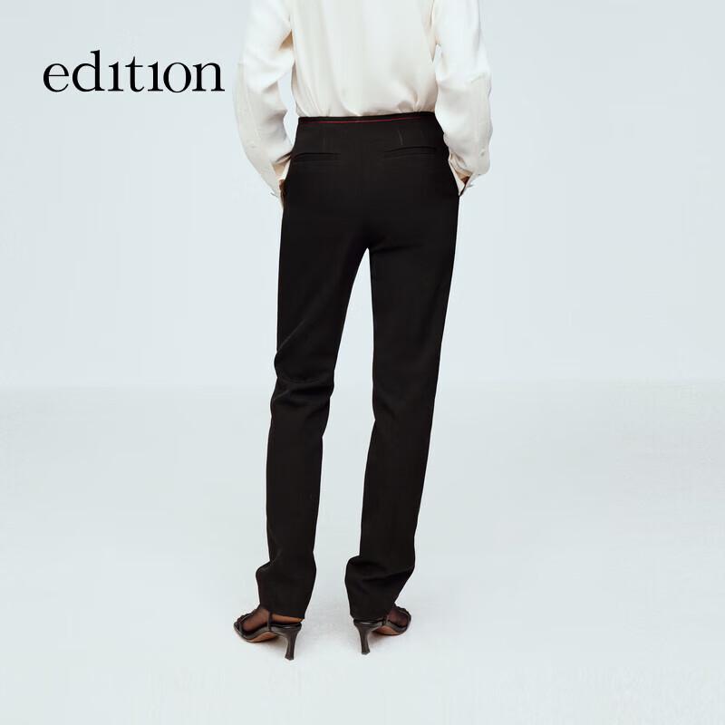 Edition 2024 Winter Red Embroidered Straight-Leg Wool Suit Pants