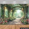 Romantic Enchanted Garden Backdrop, Floral Stone Arbor Party Background Cloth