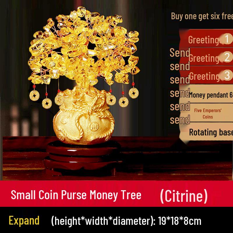 Цитриновое Денежное Дерево Орнамент для Гостиной, Винного Шкафа или Прихожей - Идеальный Подарок на Новоселье