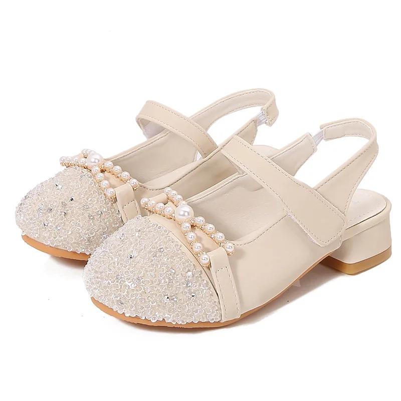 Children's Summer Sandals Chic Rhinestone Girl's High Heel Shoes Fashion Kids Princess Versatile Dress Sandals for Party Wedding