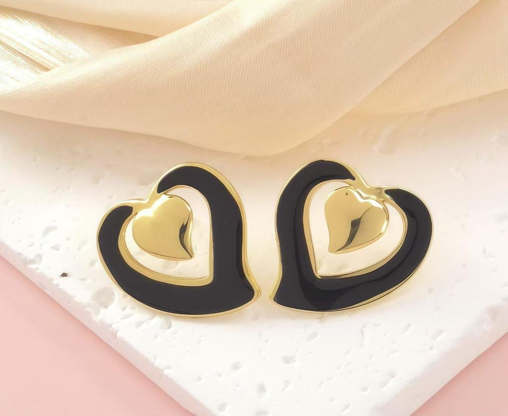 Contemporary Irregular Drip Oil Heart Earrings