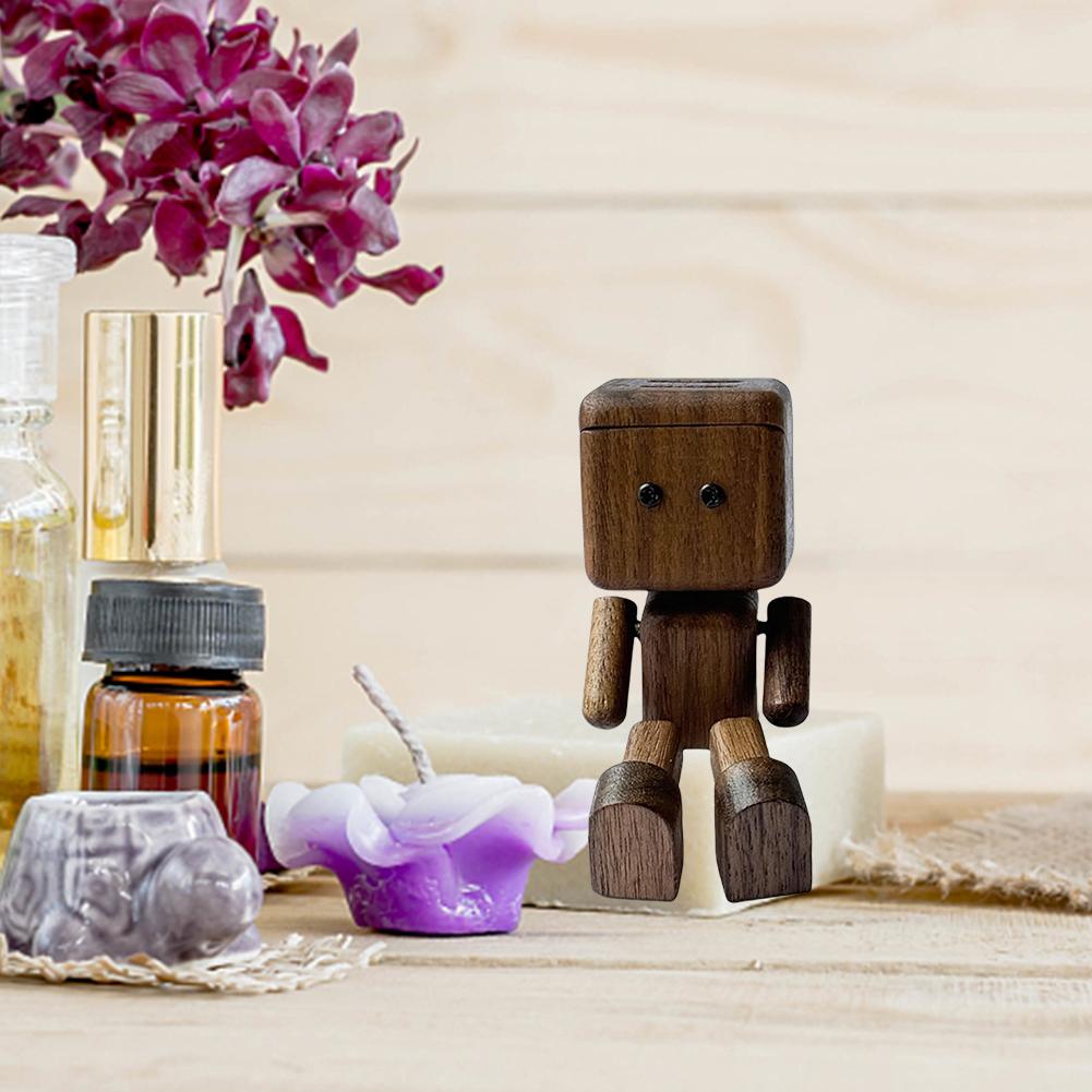 Hot Shaking Wooden Man Figurine Car Decoration Small Ornaments Leg-swinging Robot Figurine Cute Wood Man Car Good Ornaments