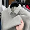 Completo invernale da uomo per le feste, due pezzi, caldo, con velluto interno e colletto a camicia