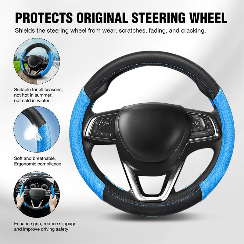 

Nappa Leather Car Steering Wheel Cover For Renault Captur Clio 2014-2019 Hand-sewn Non-slip Auto Steering Wheel Cover Accessor