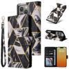 Applicable to iPhone15 mobile phone leather case 15Pro bronzing marble card wallet protective case 15ultra