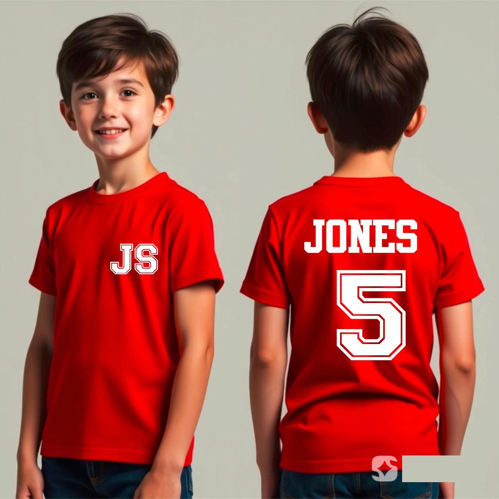 Personalised Name and Number T-Shirt, Birthday Party Boys Girls Funny Custom Tee
