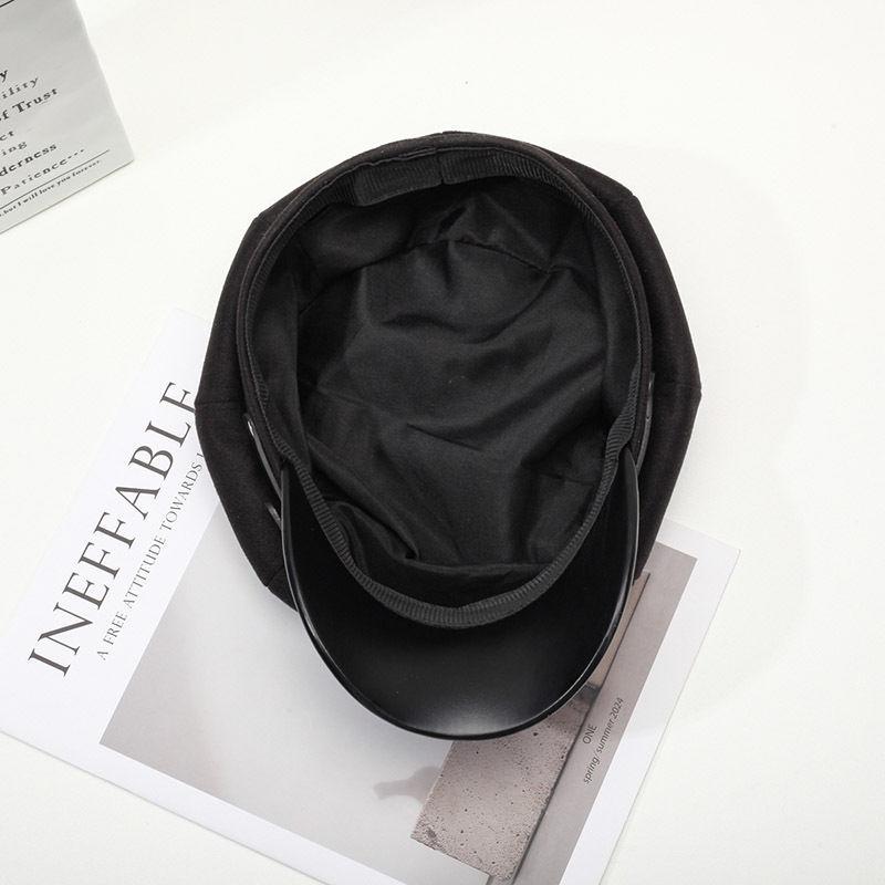 Retro Versatile Belt Buckle Beret FallSeason and ColdSeason Outside Cold Proof Octagonal Hat British Style Warm Painter Hat Korean