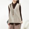 Gilet lavorato a maglia retrò con scollo a V, senza maniche, sottile, ampio, da donna, impilabile, casual, primavera e autunno