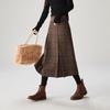 SOFSIL Women's High-Waisted Plaid Wool-Blend A-Line Midi Skirt