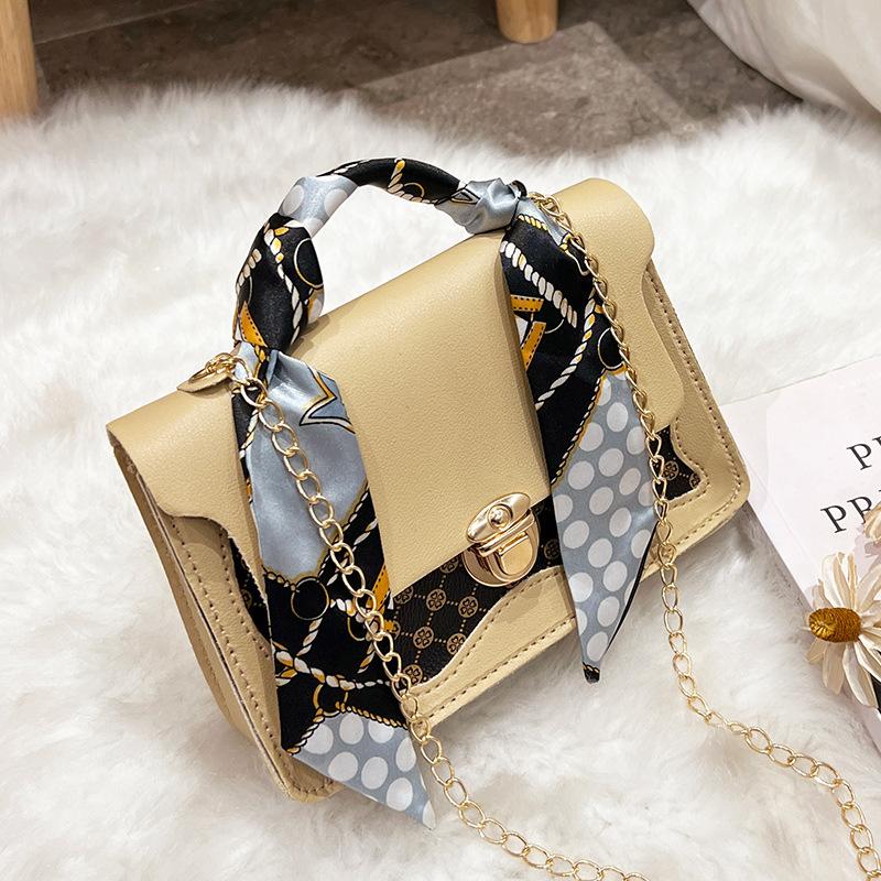New bag silk scarf strap printed small square bag versatile single shoulder crossbody portable women's bag