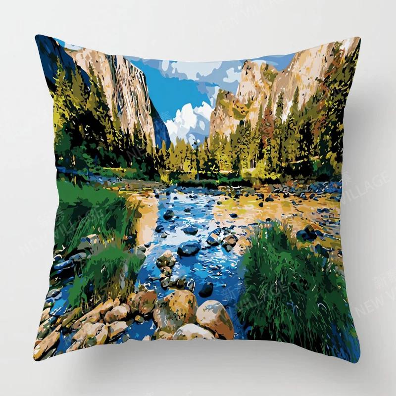 Home Living Room Decoration Cushion Covers Vintage Oil Painting Style Throw Pillow Cover4545 Pillowcase 40x40cm 50x50 45x45