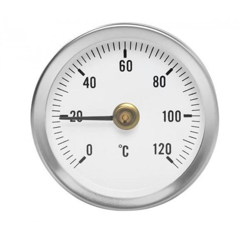 0-120℃ Stainless Steel Clamp-On Tube Thermometer On Tube Heating Spring 63Mm Metal Temperature Temp Gauge Spring Industrial Tool