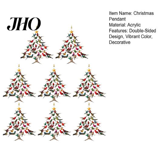 Acrylic Hummingbird Decoration Sparkling Christmas Ornament Double-Sided Colorful Design Special Tree Stack Winter Bird Xmas Decor Holiday Accessory