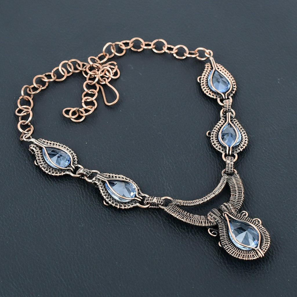 Tanzanite Gemstone Handmade Pure Copper Wire Wrap Jewelry Necklace For Wedding Gift