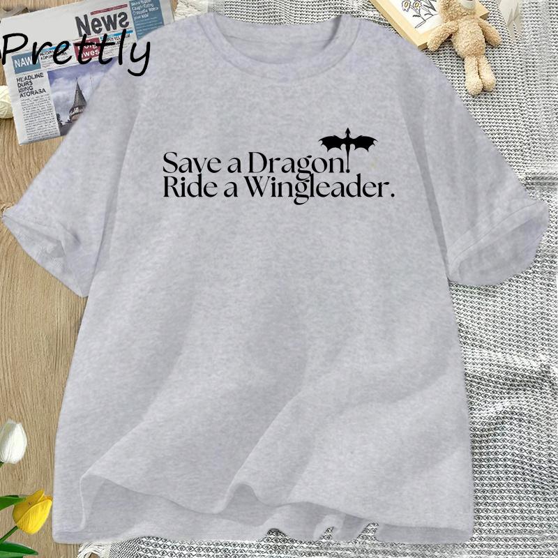 Save A Dragon Ride A Wingleader Tshirt Fourth Wing T-shirt Harajuku Basgiath War Graphic T Shirts Cotton Tees Woman Clothing