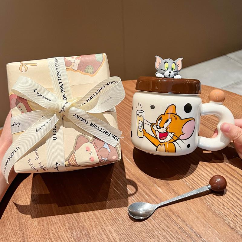 Cat and Mouse Joint Ceramic Mug Boys and Girls Birthday Gift Large Capacity Drinking Cup Couple Birthday Gift