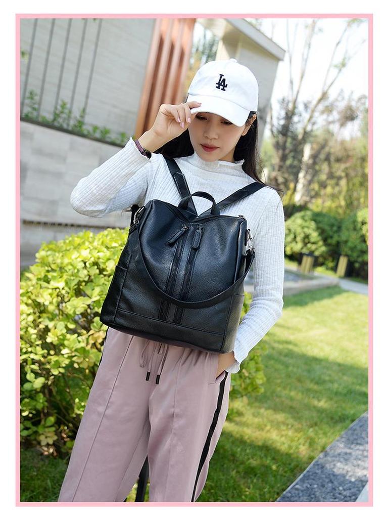 Korean Style Women's Backpack 2024: Trendy, Large Capacity, Soft Leather for Casual Outings & Travel