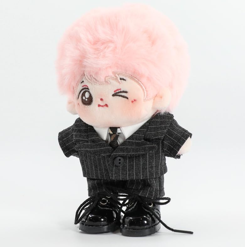 בגדי קטיפה AXLUCE - חליפה, חולצה, עניבה בגודל 10 ס"מ - צעצוע קטיפה - בגדים - בובה (אפור פחם)