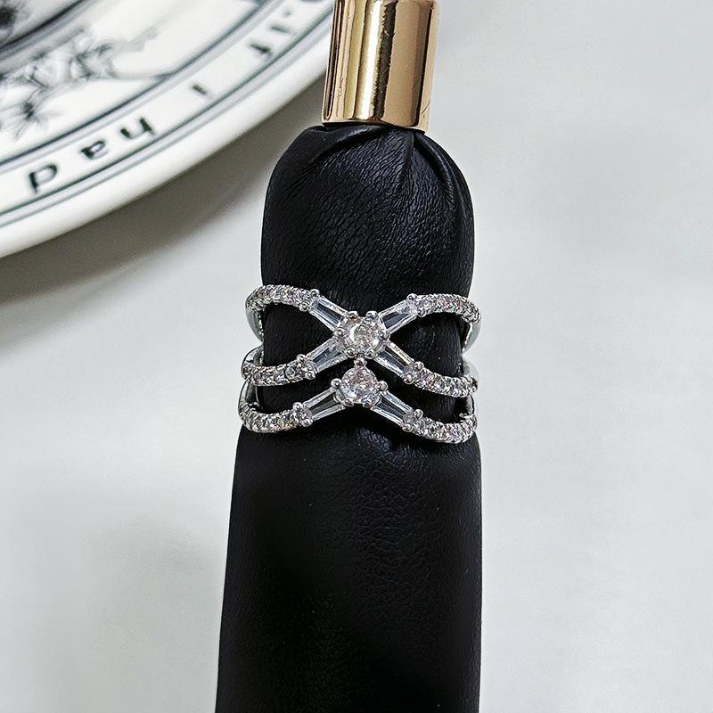 Niche High-End Flash Diamond Sweet Zircon Super Fairy Open Ring Temperament Fashionable Index Finger Ring Woman