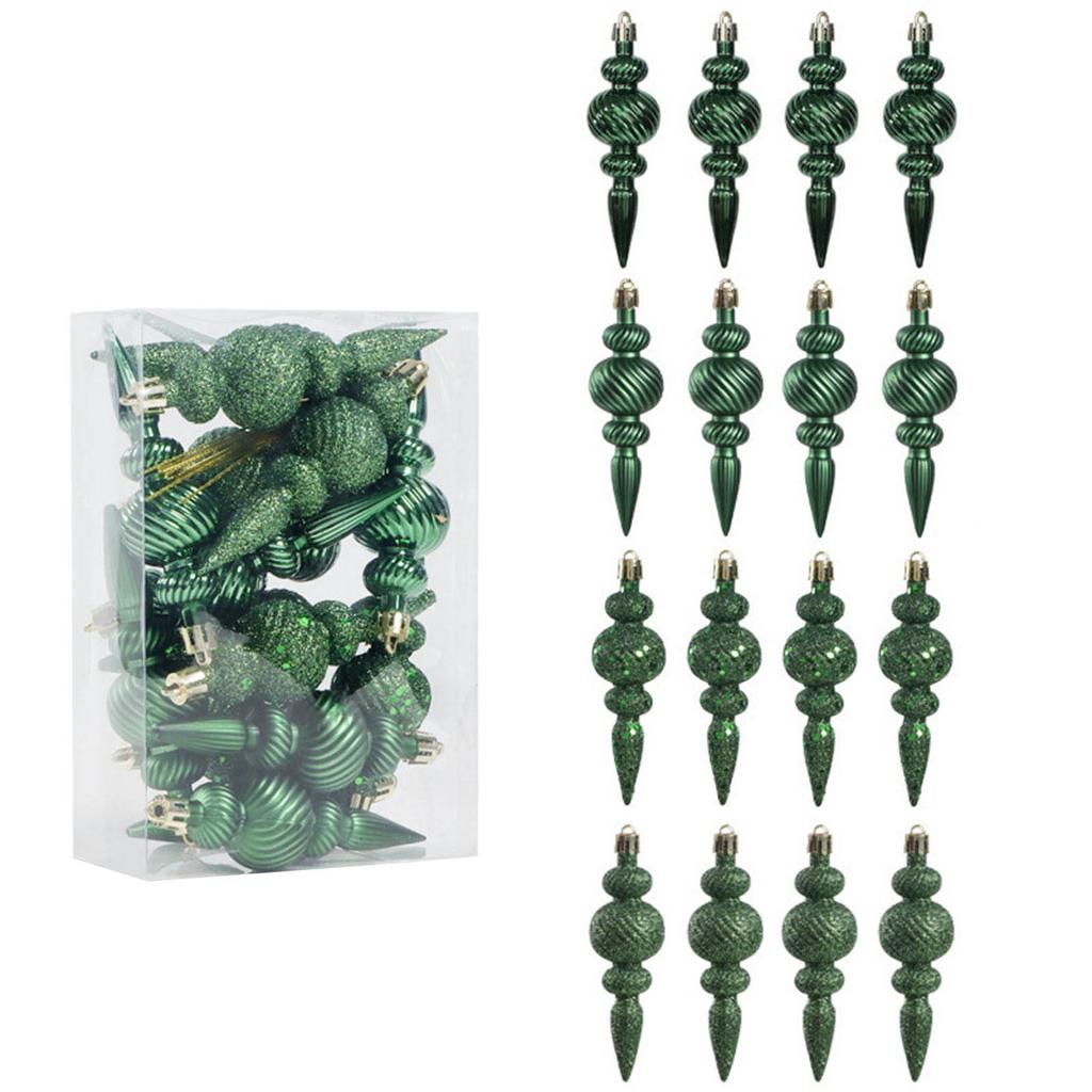 Plastic Christmas Tree Ornament Hand Painted Long Pointed Unique Shape Holiday Decoration For Window Display