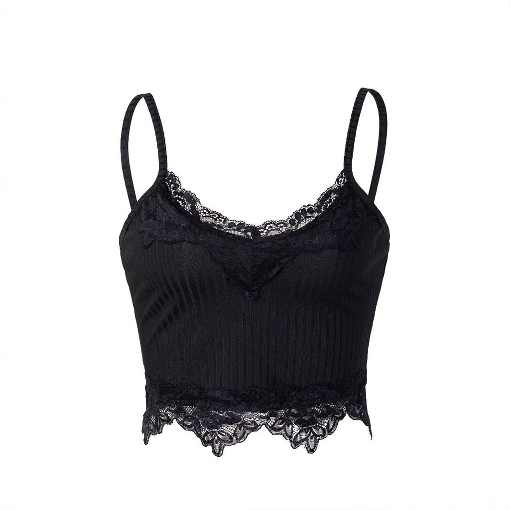 Women's Lace Lace Patchwork Pit Strap V-neck Tank Top