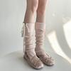 Korean Style Lace-Up Bow Knit Leg Warmers for Girls