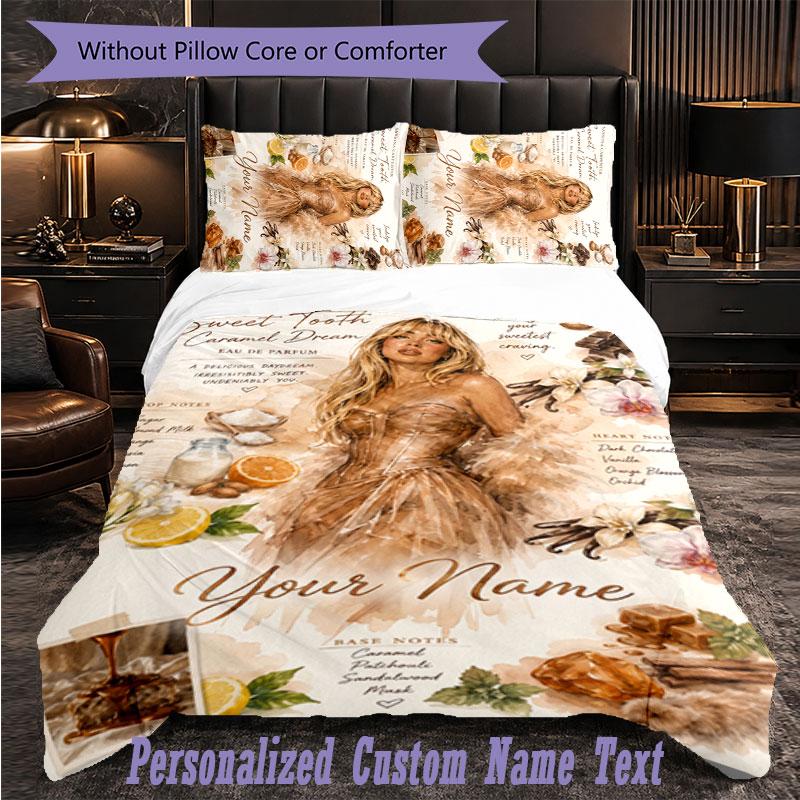 Personalized 3Pcs Bedding SetSabrina Carpenter Custom Text Duvet Cover Pillowcase Set Bedroom Gift