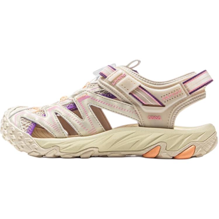 Li Ning Kids Outdoor Synthetic Leather Fabric Classic Comfortable Versatile Non-Slip Wear-Resistant Low-Top Sandals Kids Sandals Peach-Pink YKEV014-6