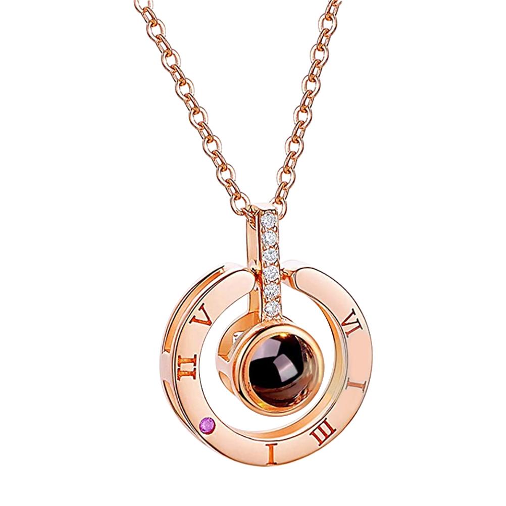 100 Languages I Love You Projection Pendant Necklace Love Memories Clavicle Necklace Valentine s Day Gift for Women