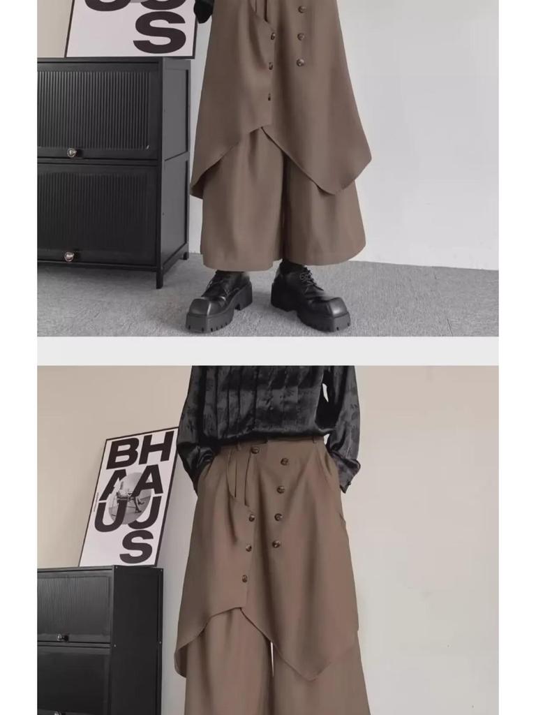 High-Grade Yamamoto-Style Irregular Buttoned Culottes for Men and Women