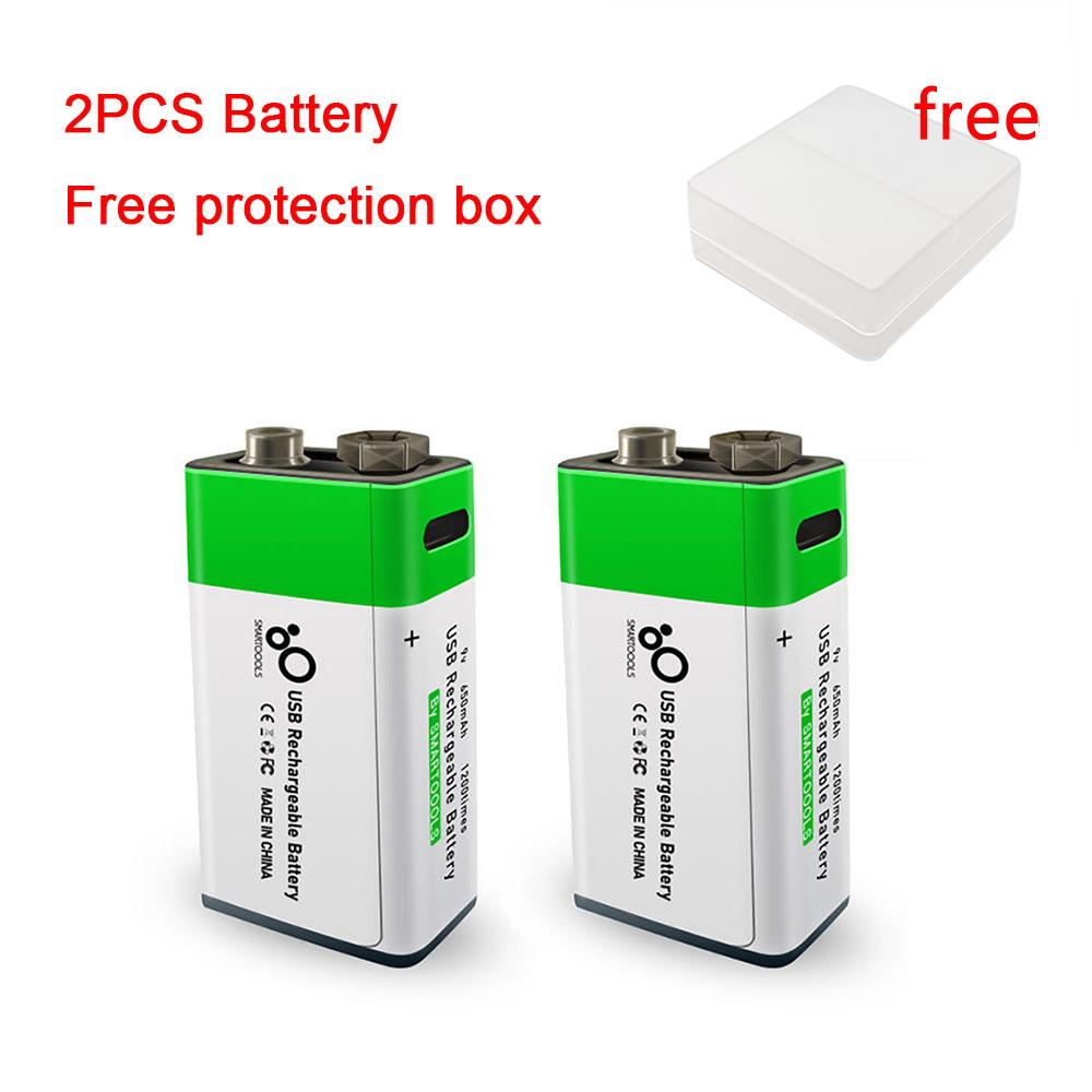 9V 650mAh Lithium Rechargeable Battery USB Charging 9 V Li-ion Square Battery for Toy Remote Control KTV Multimeter Microphone