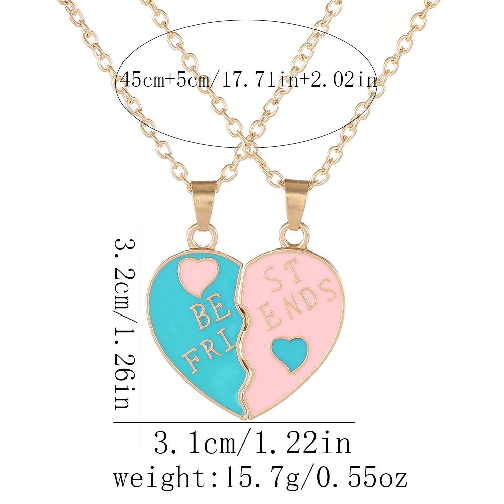 Set da 2 Pezzi Colori Blu e Rosa Ciondolo a Forma di Cuore Migliori Amici Collana BFF Modello Unicorno Gioielli per l'Amicizia