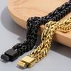 Men's Double Layer Chain Bracelet for Men Vacuum Plated Black Gold Color Stainless Steel Chain Custom Engraved Birthday Gifts