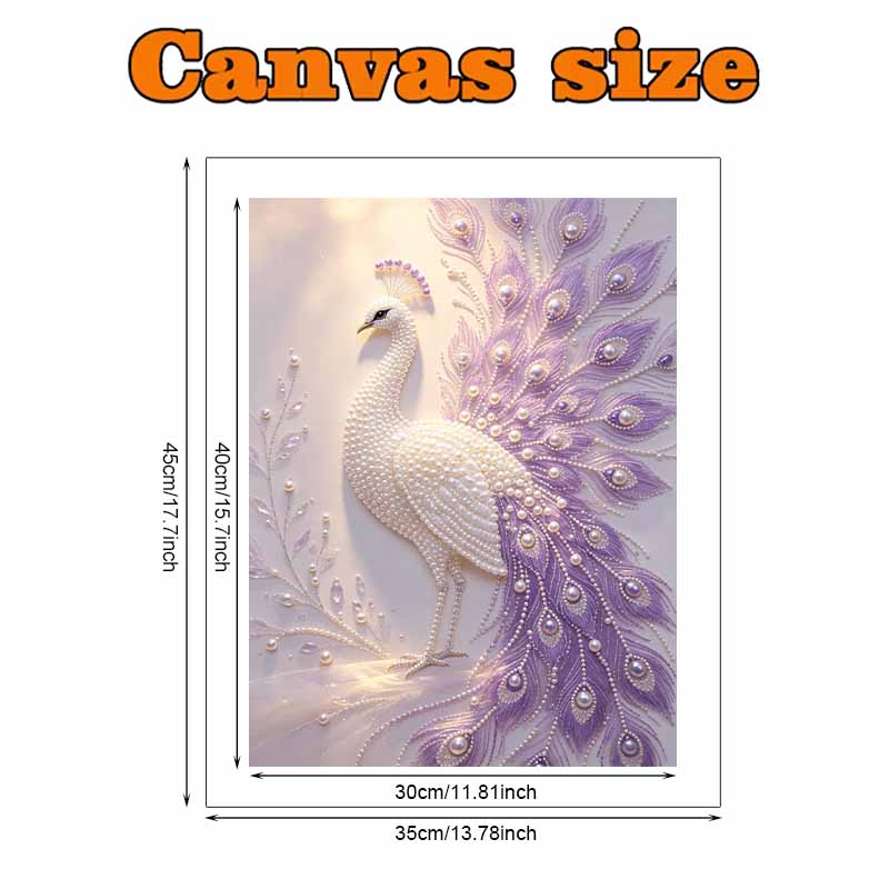 Pearl Art Painting Home Wall Decor Purple Peacock Pearl Gemstone Painting Picture Crafts Adult/Beginner Gift Creative Home Decor Unframed