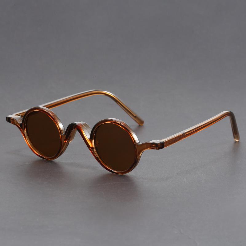 Peekaboo Small Frame Round Sunglasses For Women Vintage Unisex Retro Polarized Sun Glasses For Men Acetate Korean Style