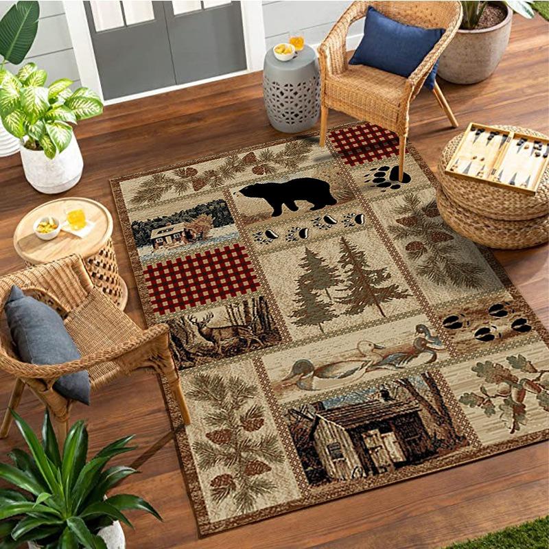 Vintage American Country Carpet for Home Bedroom Floor Decor Large Size Mat Non-slip Coffee Table Area Soft Rug Bathroom Doormat