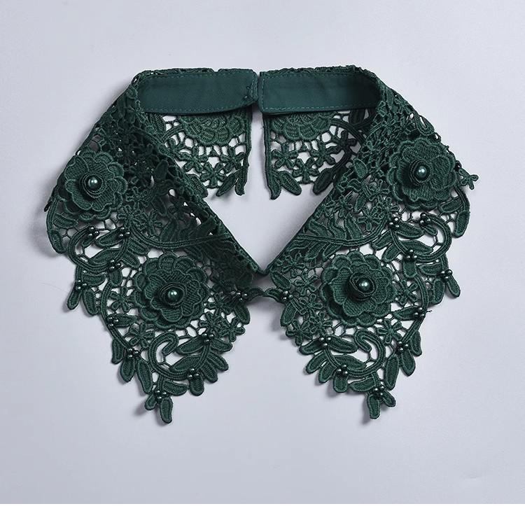 Fashion Beading Fake Collar For Women White Lace Hollow False Detachable Collar Lapel Shirt Tie Necklace Clothes Accessory