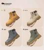Men's Large Size Winter Genuine Leather Martin Boots, Thick Sole, High-Top, Outdoor, Plus Velvet, Yellow Work Boots.