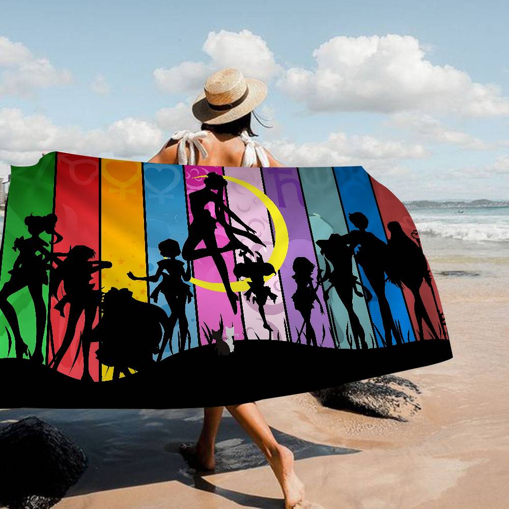 M-Moons Anime S-Sailors Microfiber Blanket Quick Drying Beach Towels Oversized Printing Super Absorbent Pool Towel Blanket