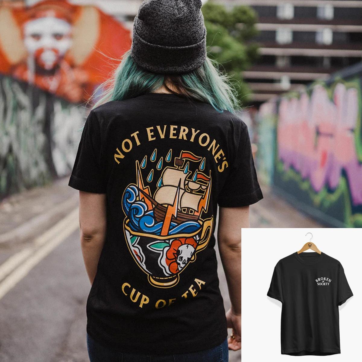 Not Everyones Cup of Tea Tattoo Art Retro Style Casual TShirt Unisexs and Womens Luxury Brand Top 2026 New Art XL