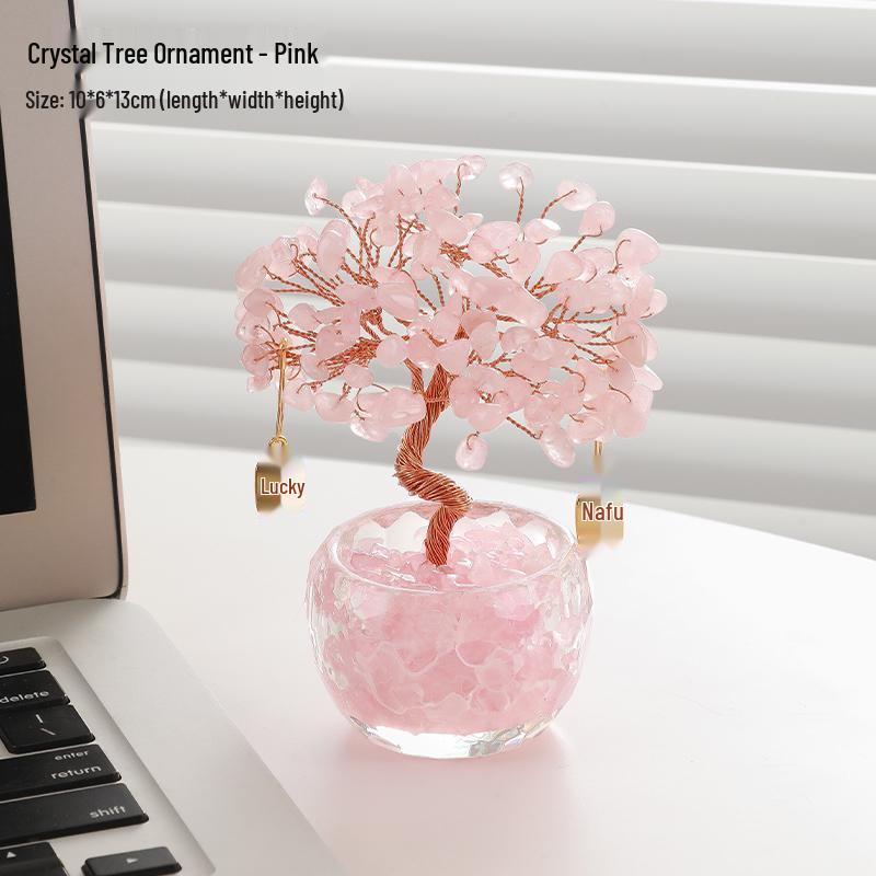 Citrine Money Tree Cat Ornament - Home, Office, Housewarming or Birthday Decoration